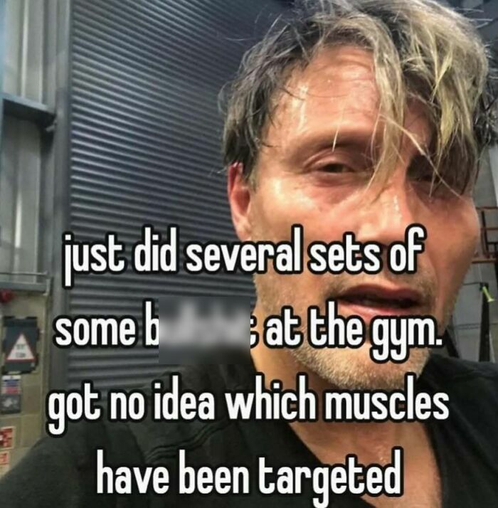 A man with messy hair looking tired after a gym workout, a relatable image for unhinged memes.