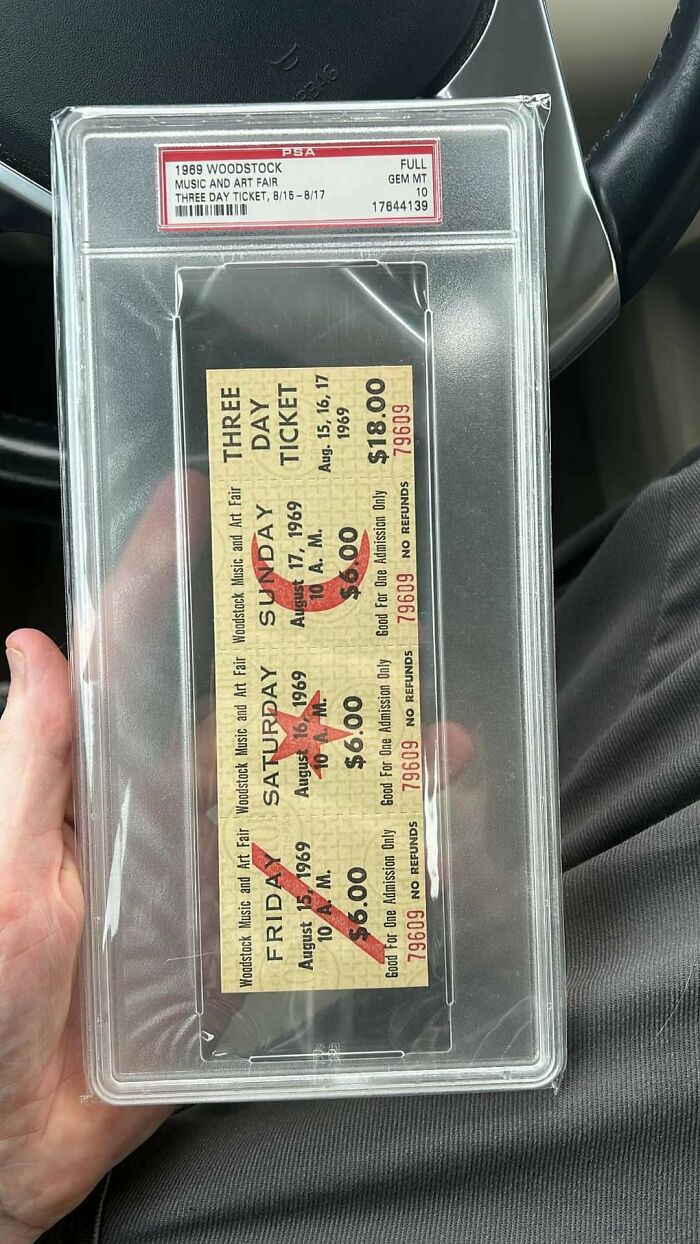 Rare Woodstock ticket from American history, a fascinating photo.