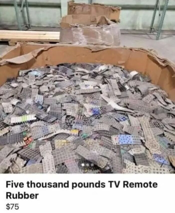 A screenshot from an online marketplace showing a pile of TV remote rubber for sale, proving it is a magnet for weirdest people.