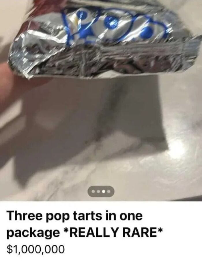 Online marketplace screenshot shows a package with three pop tarts for $1,000,000, proving it is a magnet for weirdest people.