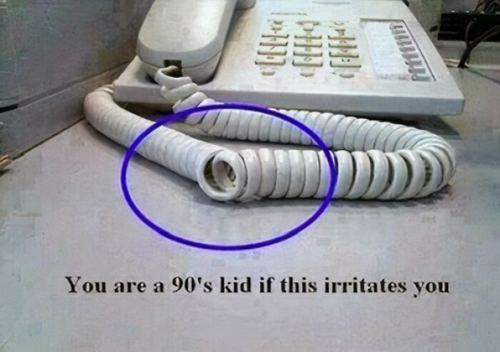 A tangled phone cord, a nostalgic meme that every 90s kid will remember from childhood.
