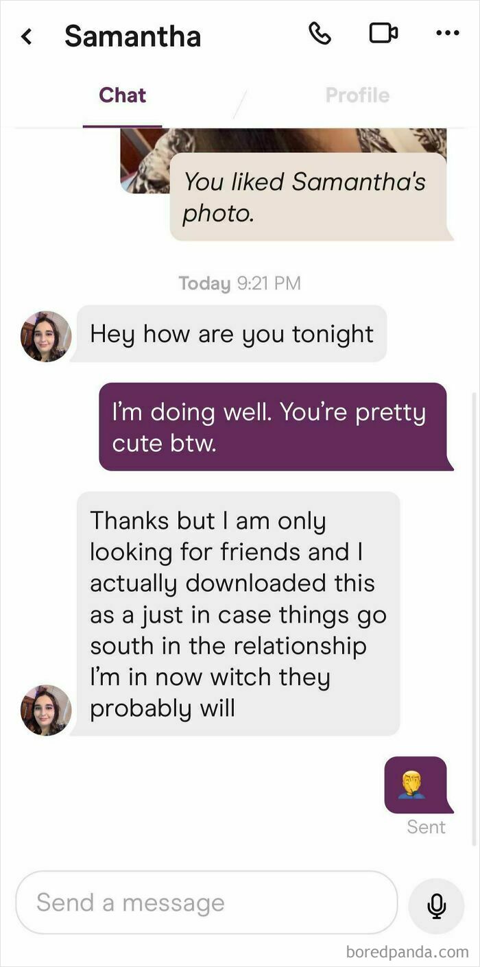 A screenshot of a chat where a mildly infuriating obstacle of a long and confusing rejection message is shown.
