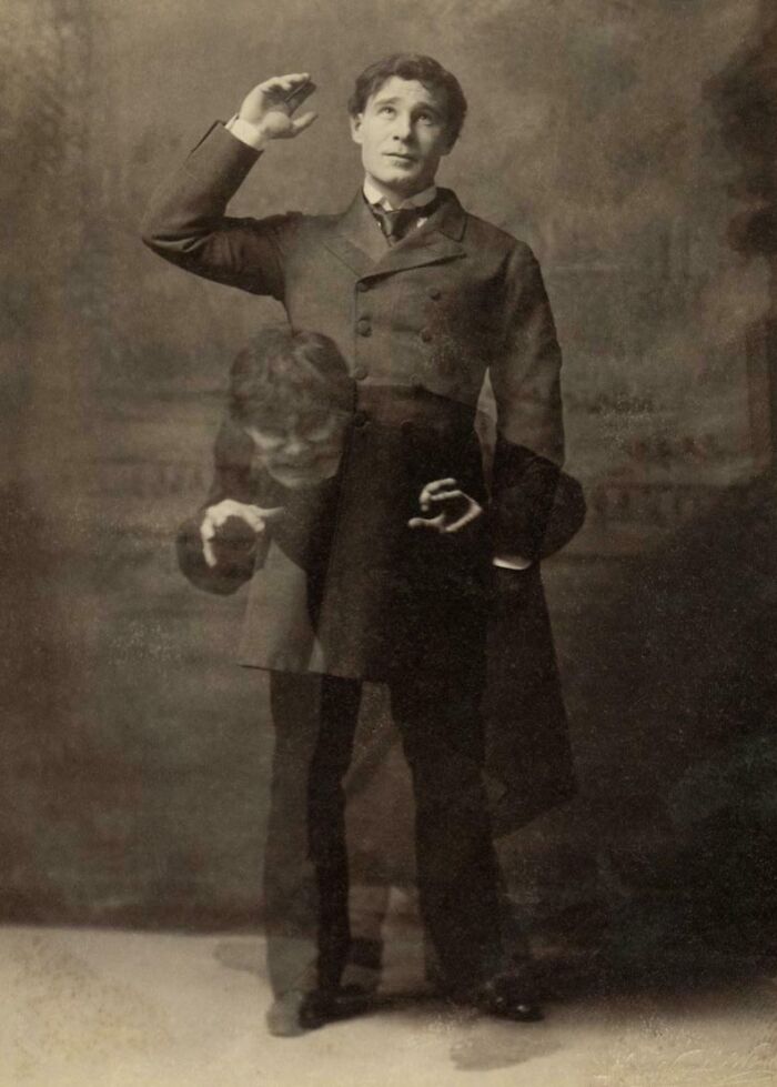 Intriguing Victorian photos showing Richard Mansfield as Dr. Jekyll and Mr. Hyde, a captivating historical image.
