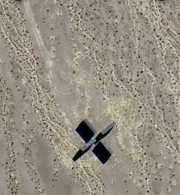 People found odd things on Google Maps, revealing a large black X-shape in a desert landscape.