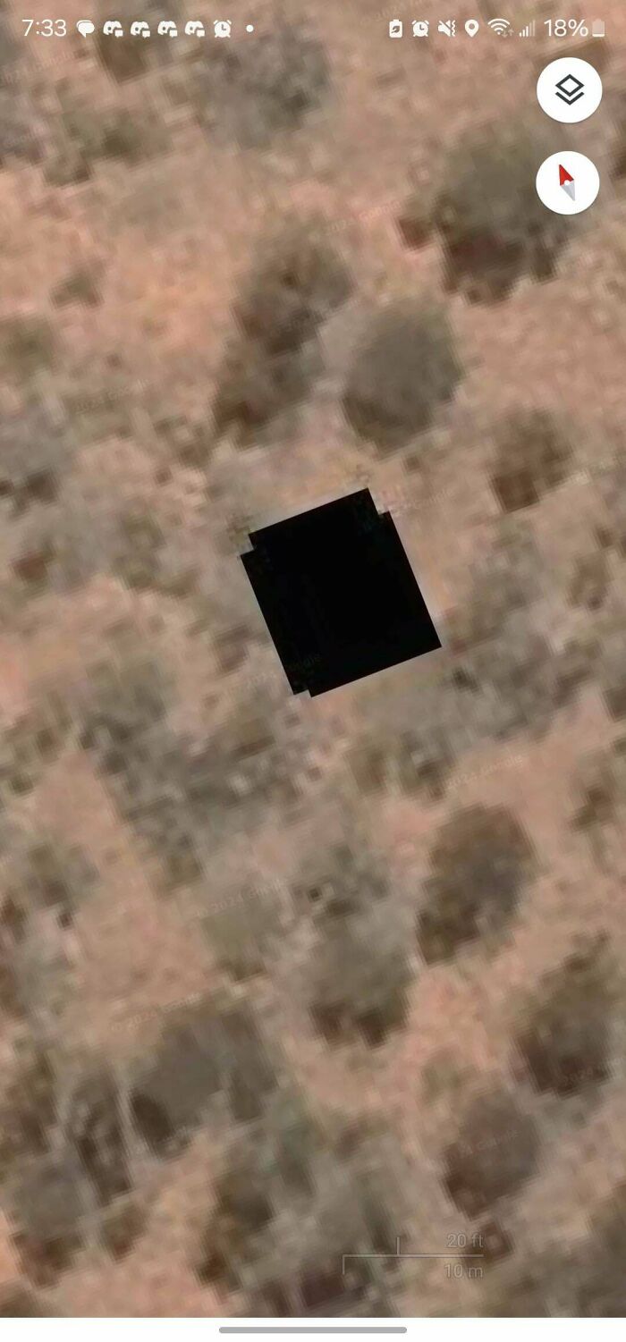 Odd things on Google Maps: a blacked-out, rectangular area on a Google Maps satellite view.