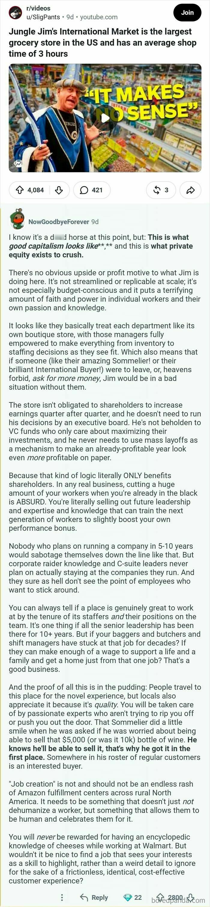 A screenshot of a Reddit post featuring an image of two men looking at produce in a grocery store. This is one of the many comments that should be in the hall of fame.