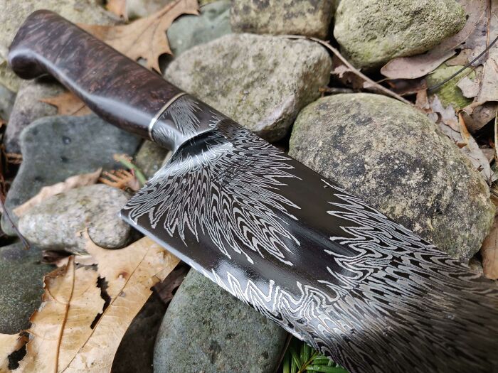 My Friend Dropped Out Of College To Take Up Blacksmithing Full Time. With Just A Block Of Wood, A Block Of Steel, And A Hand Built Oven, He Made This Gorgeous Work Of Art