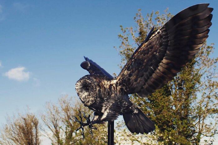 Metal Barn Owl Sculpture