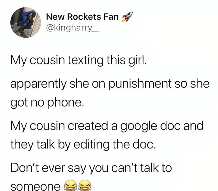 A British meme about texting a girl via Google Doc when shes on phone punishment.