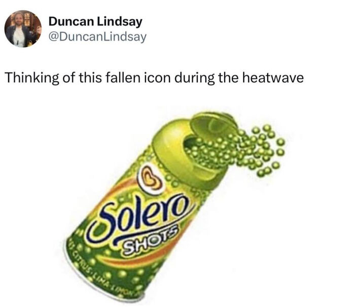 A British meme from @DuncanLindsay featuring Solero Shots, a nostalgic British summer treat.