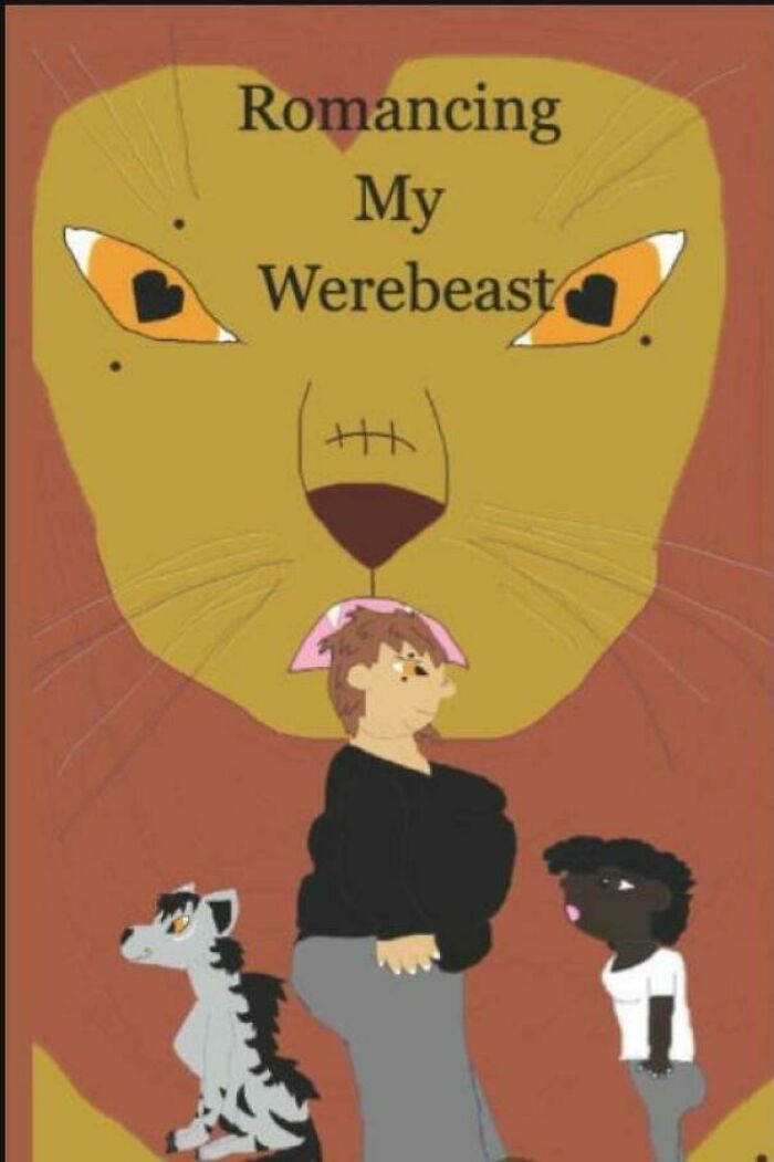 A poorly drawn unhinged book cover titled Romancing My Werebeast
