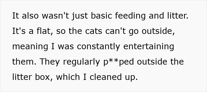 “I Don’t Actually Intend To Give Any Compensation”: Homeowner Says Free Lodging Is Fair For Cat Care “I Don’t Actually Intend To Give Any Compensation”: Homeowner Says Free Lodging Is Fair For Cat Care