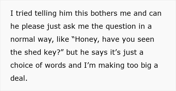 Wife on edge: wife's attempt to discuss hubby's questions met with him saying she's 'making a big deal out of nothing'. Wife on edge: wife's attempt to discuss hubby's questions met with him saying she's 'making a big deal out of nothing'.