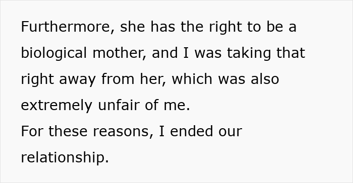 A man questions marriage after years of trying to conceive, ending a relationship over shocking beliefs.