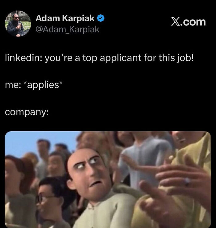 A LinkedIn meme showing a man looking confused, representing a common work-life balance experience.