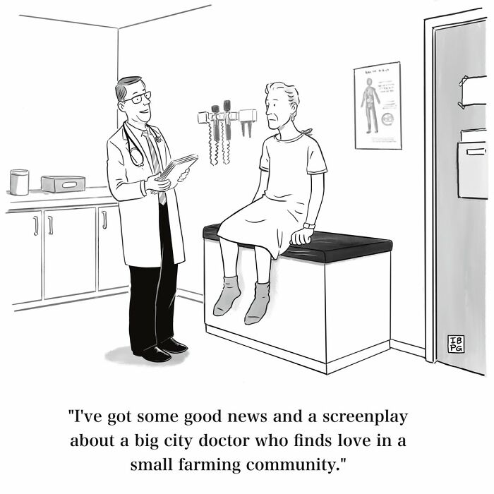 Mannequin on the Moon comic featuring a doctor telling his patient about a screenplay he wrote.