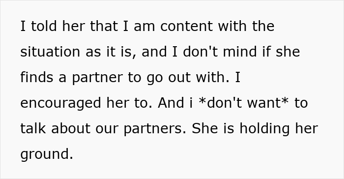 Husband content with open marriage, encouraging wife to find partners, but she wants new rules. Husband content with open marriage, encouraging wife to find partners, but she wants new rules.