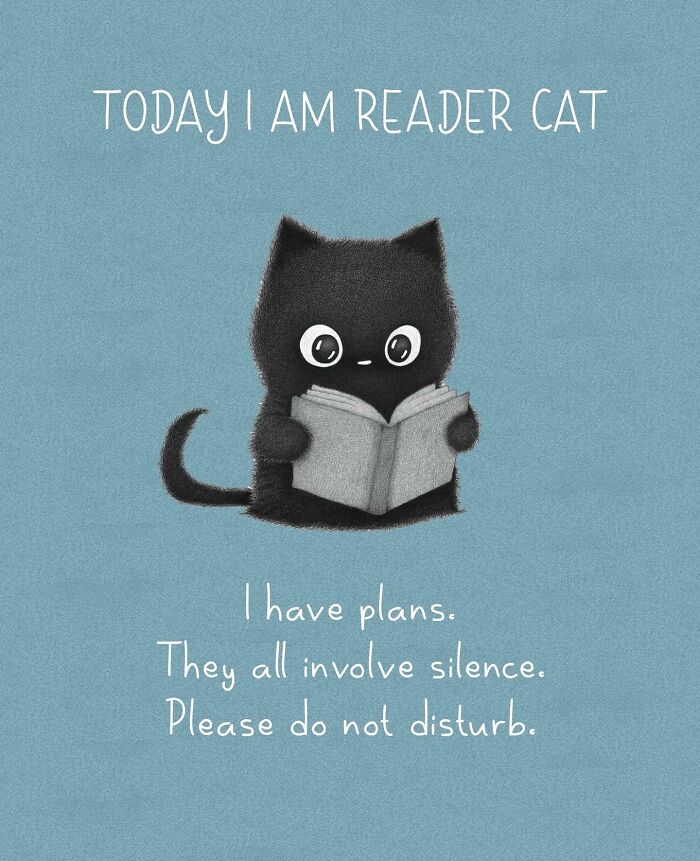 Adorable illustration asking Which cat are you today? with a cat's wide eyes. Artwork depicting cat behavior.