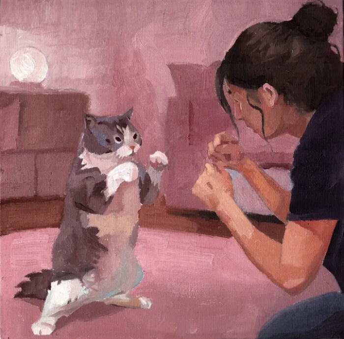 32 New Hilariously Absurd Oil Paintings That Turn Internet Cats And Viral Chaos Into Fine Art