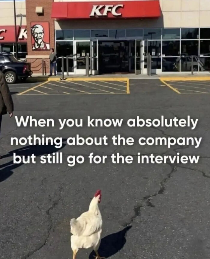 A humorous LinkedIn meme features a chicken walking towards a KFC, with text about work-life balance.