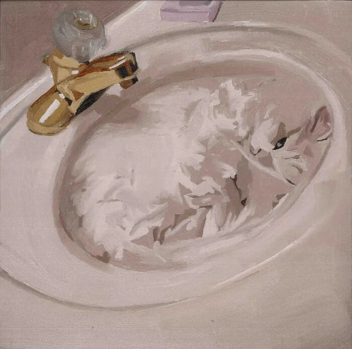 32 New Hilariously Absurd Oil Paintings That Turn Internet Cats And Viral Chaos Into Fine Art