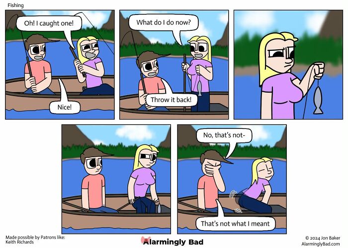 A humorous and unpredictable comic by Jon Baker about a misunderstanding during a fishing trip.