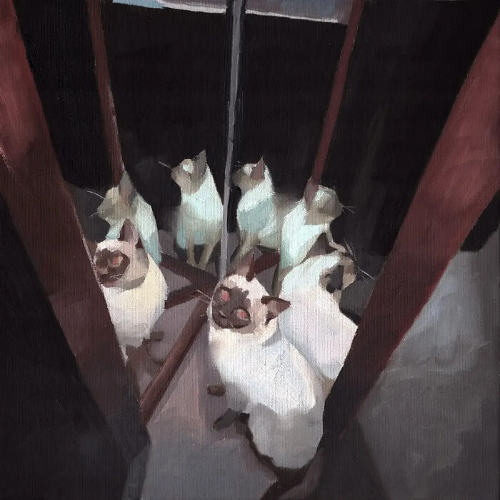32 New Hilariously Absurd Oil Paintings That Turn Internet Cats And Viral Chaos Into Fine Art