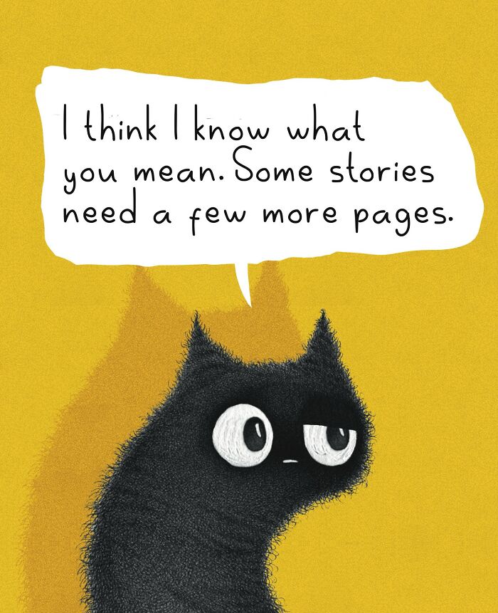 Adorable illustration of a cat on a yellow background, expressing concern about feelings. Everyday cat behavior artwork.