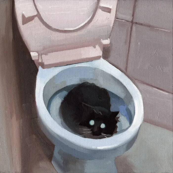 32 New Hilariously Absurd Oil Paintings That Turn Internet Cats And Viral Chaos Into Fine Art