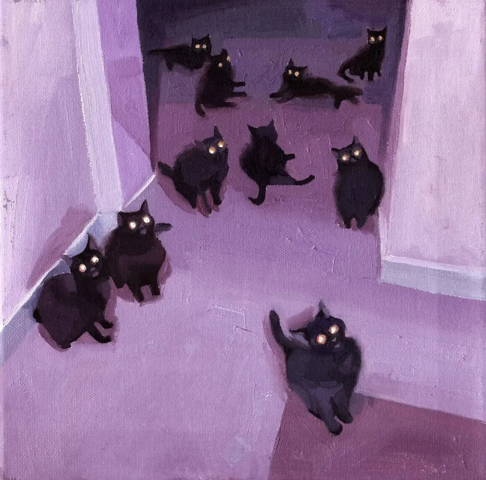 32 New Hilariously Absurd Oil Paintings That Turn Internet Cats And Viral Chaos Into Fine Art