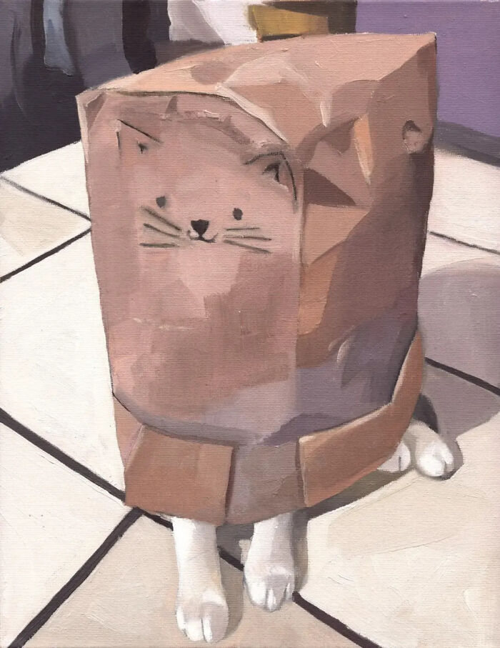 32 New Hilariously Absurd Oil Paintings That Turn Internet Cats And Viral Chaos Into Fine Art