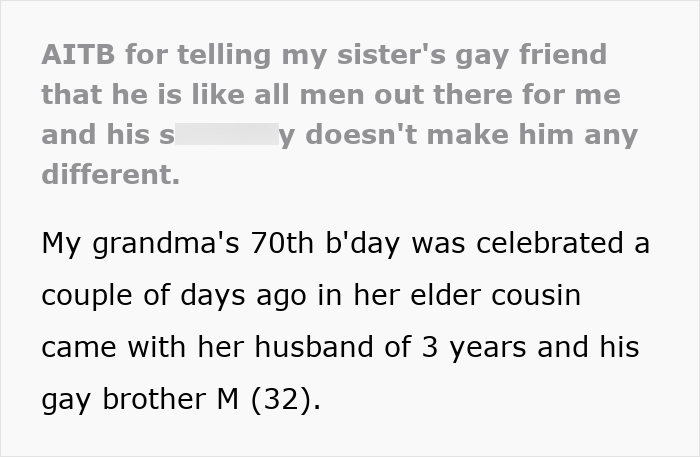 32YO Thinks That Being Gay Is His License To Be Rude To Bro's In-Laws, Gets Snubbed By 17YO Cousin 32YO Thinks That Being Gay Is His License To Be Rude To Bro's In-Laws, Gets Snubbed By 17YO Cousin