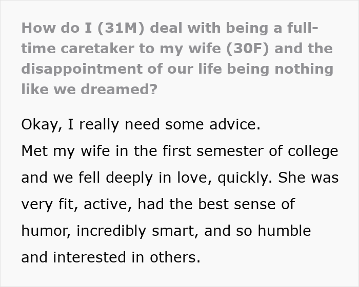 Husband&rsquo;s Life Is A Living Hell Due To Wife&rsquo;s Disability After An Accident: &ldquo;Don't Know If I Can Do This&rdquo;