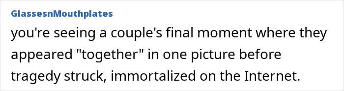 A screenshot of a comment: you're seeing a couple's final moment where they appeared together in one picture before tragedy struck, immortalized on the Internet, revealing the truth.