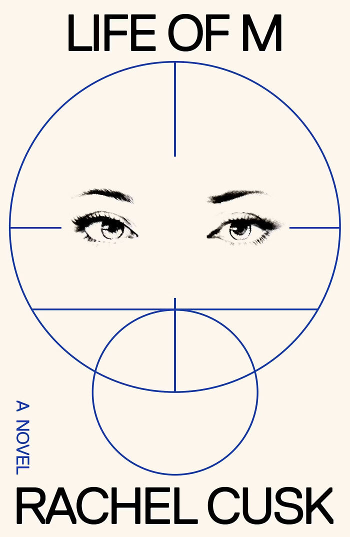Book cover for Life of M by Rachel Cusk, featuring a target scope over eyes; related to Natalie Portman's reputation.