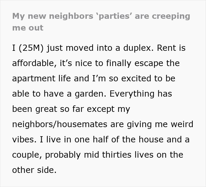 25YO Suspicious Of Neighbors’ Creepy Silent Gatherings, Gets Invited To One In Their Basement 25YO Suspicious Of Neighbors’ Creepy Silent Gatherings, Gets Invited To One In Their Basement