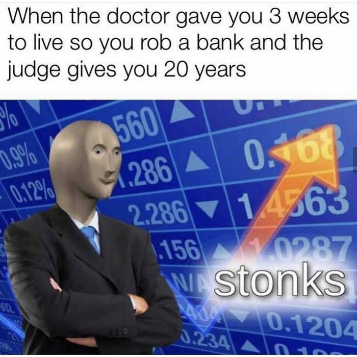 A doctor meme featuring a businessman with a stonks graph, representing a humorous medical situation.