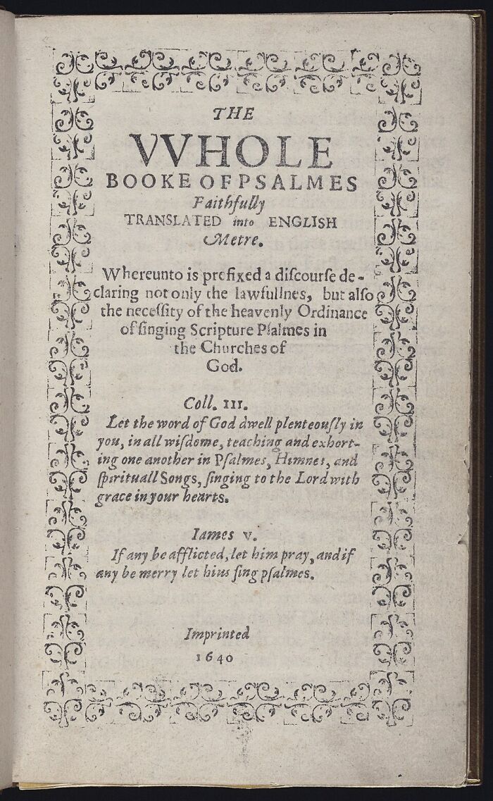 The Whole Booke of Psalmes, an historical document and book from 1640 that sold for millions.
