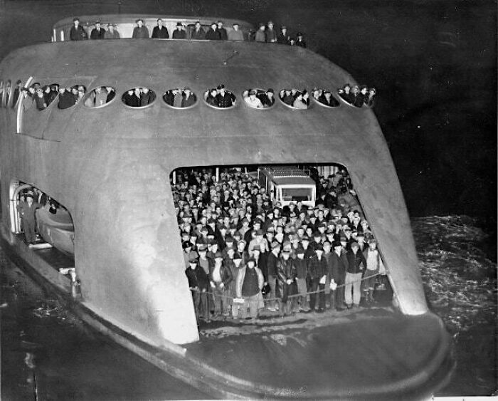 A ferry packed with people and a vehicle, one of many moments nearly lost to history.