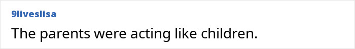 Screenshot of an online comment: The parents were acting like children, relating to parents smashing into a school bus. Screenshot of an online comment: The parents were acting like children, relating to parents smashing into a school bus.
