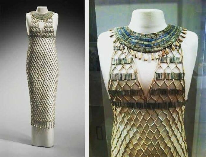 Ancient Egyptian beaded dress, a moment nearly lost to history, showcasing intricate craftsmanship and historical fashion.