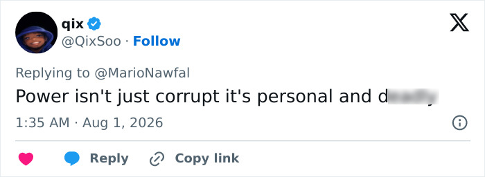 A social media post about power being personal and dangerous, relating to a cartel boss and a beauty influencer's assassination. A social media post about power being personal and dangerous, relating to a cartel boss and a beauty influencer's assassination.