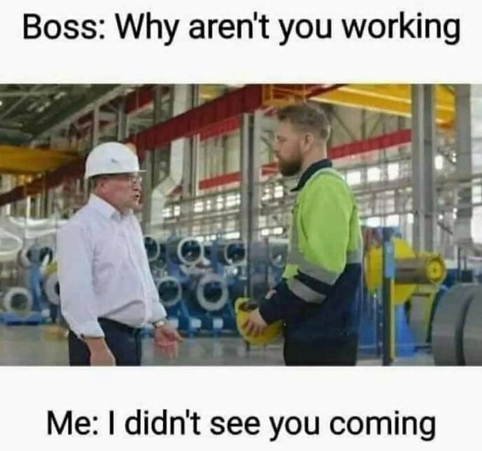 Funny car meme depicting a boss asking why a worker isnt working, related to car discussions.