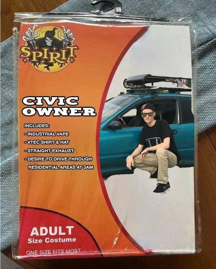 Funny meme of a Civic Owner costume, perfect for those who love car memes and car discussions.