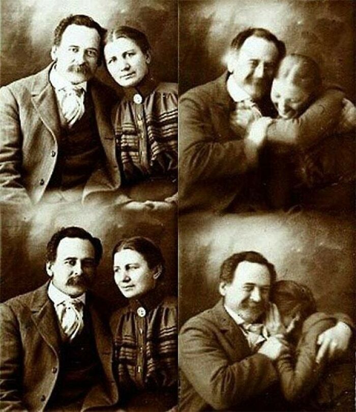A couple's evolving expressions, from serious to joyful, captured in a sequence of vintage photographs, moments nearly lost.