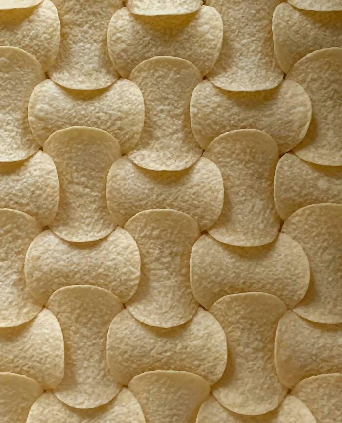 Brilliant design showcasing a pattern made of potato chips, a beautiful design with edible art.