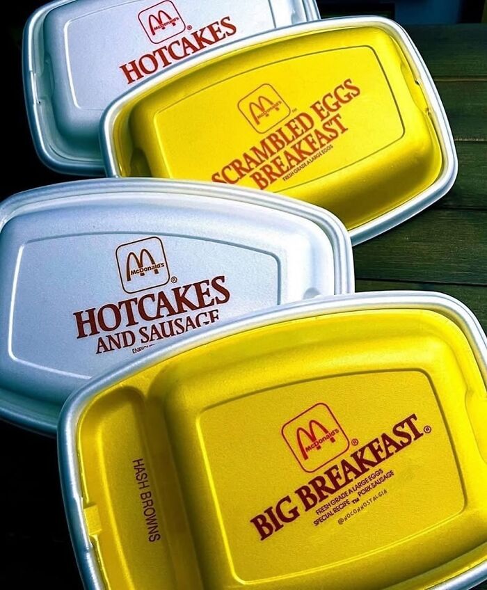 McDonalds breakfast meals from the 90s and 00s, bringing back nostalgia.