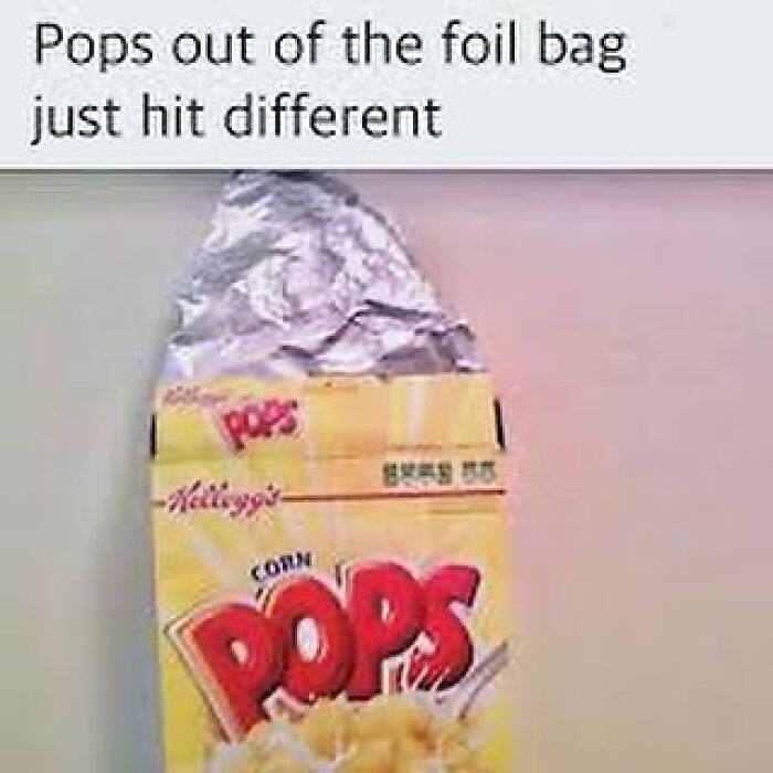 A box of Kellogg's Corn Pops cereal with the foil bag sticking out. The image evokes Saturday mornings nostalgia.