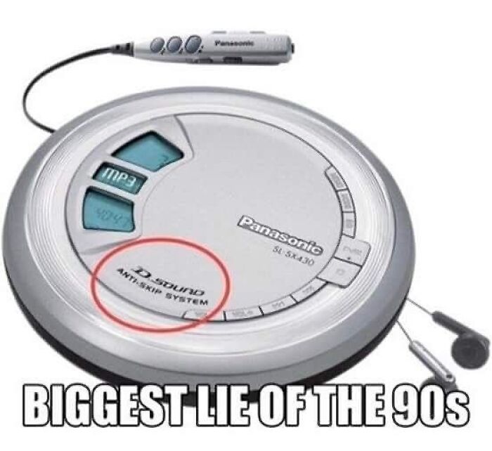 Image of a portable CD player with headphones, a pure nostalgia gem from the 90s.