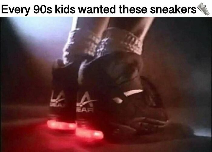 A close-up of light-up sneakers, pure nostalgia gems from 90s Saturday mornings.